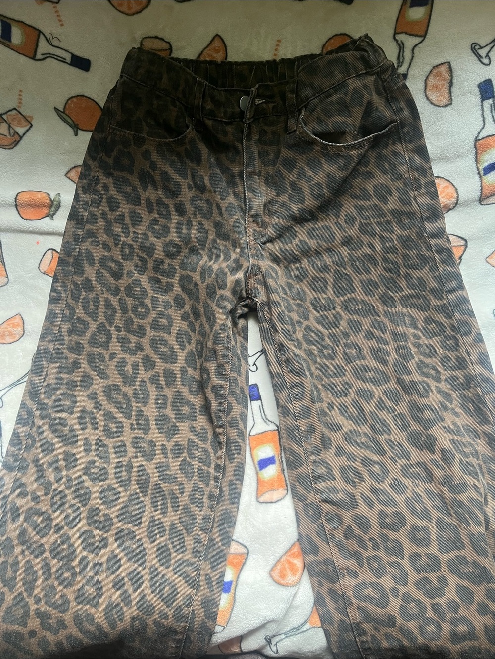 SHEIN Brown and Black Leopard Print Kids Jeans